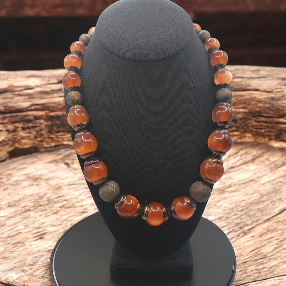 Clearwater Creek Graduated Bronze Moonglow Lucite Beaded Necklace